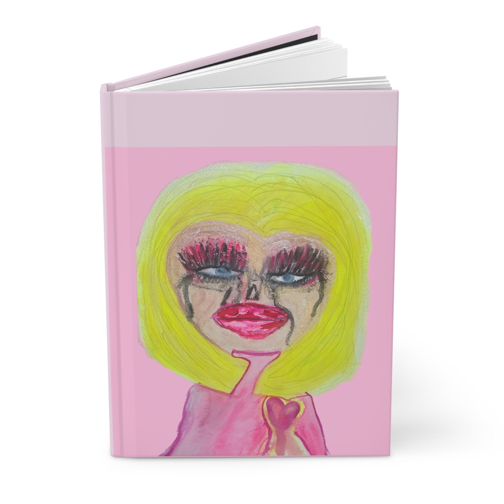 Blondie Pop Art Hardcover Journal — Pink Pop Portrait Art Notebook Journal Diary 150 Page Lined Pages
