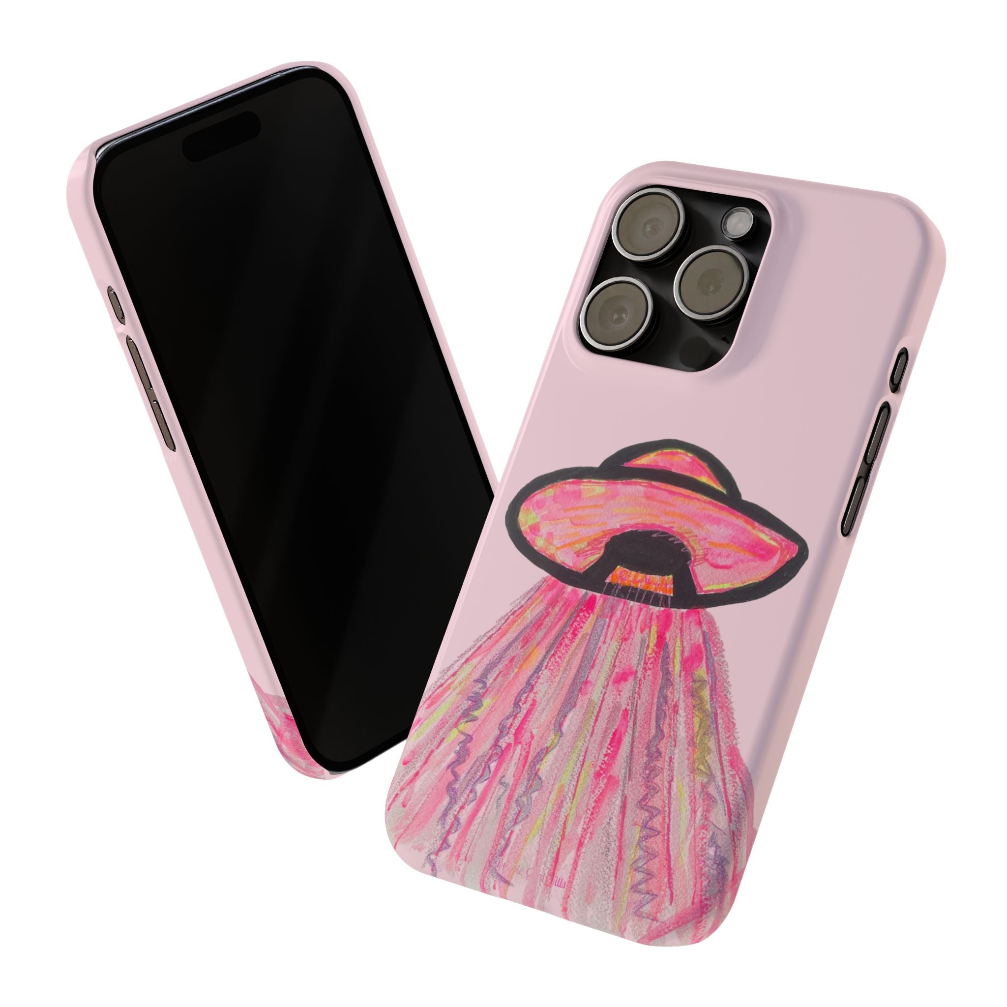 Pink UFO Phone Case — Cute Pastel Alien Abduction Slim Case