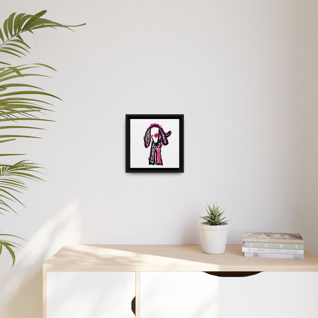 The Pink Pooch Framed Matte Square Canvas Wall Art  10" x10"