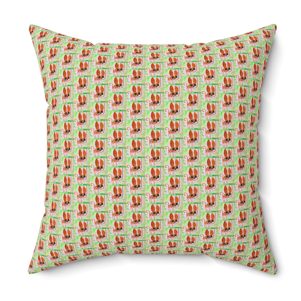 Tiny Chihuahua Dog Walk Pattern Square Throw Pillow- Novelty Dopamine Pillow for Dog Lovers