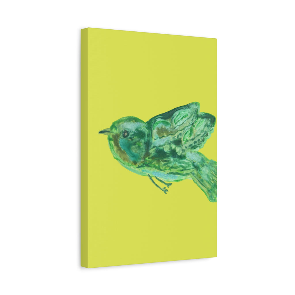 Green Bird Lime Matte Wall Art Canvas