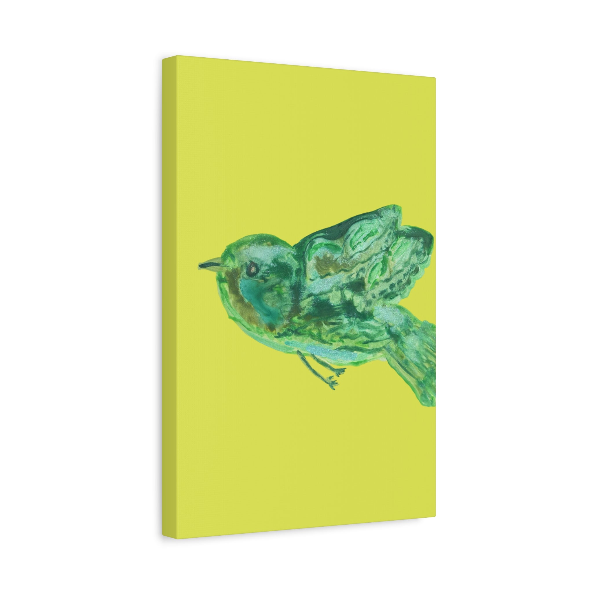 Green Bird Lime Matte Wall Art Canvas