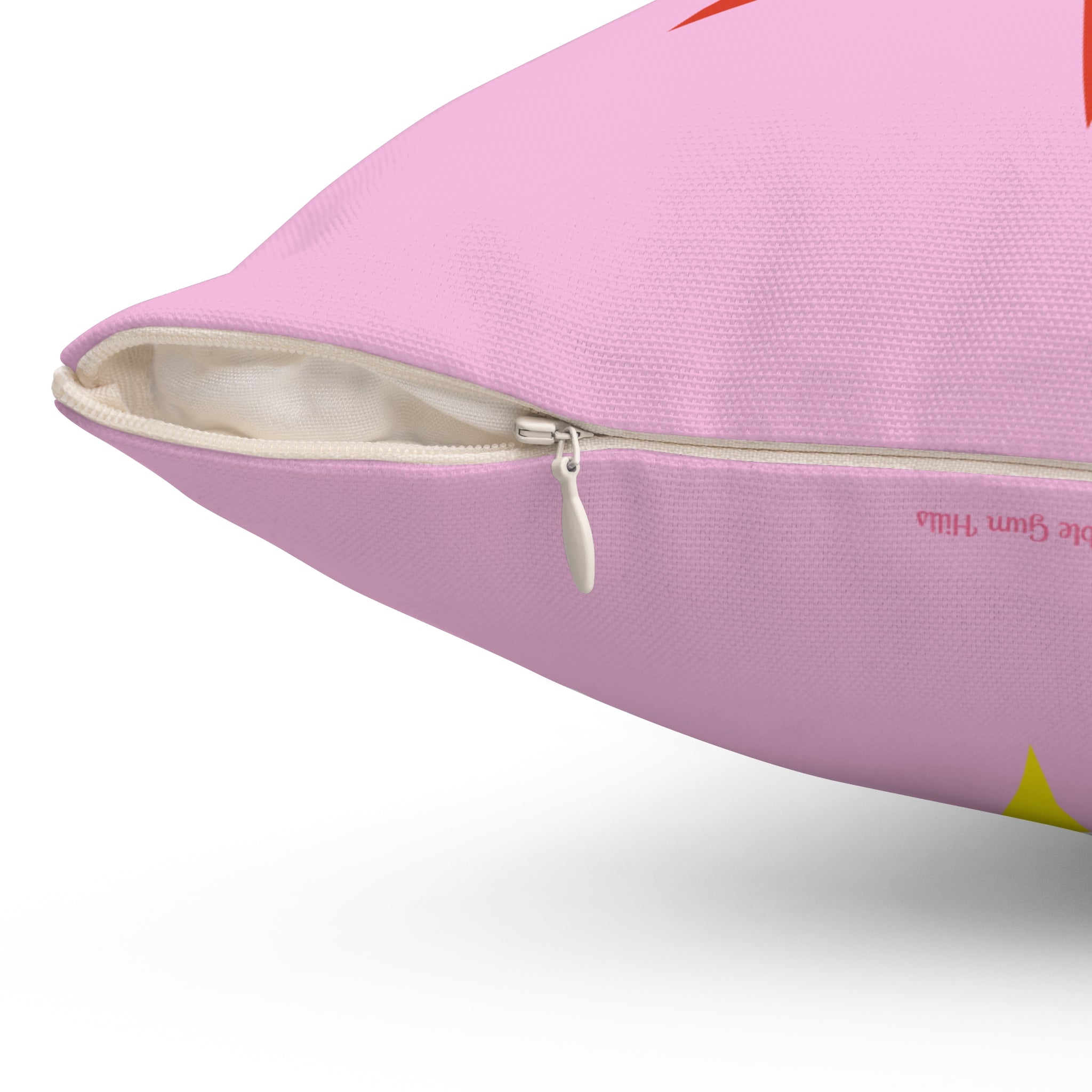 Mood Pillow Main Character / Side Character Energy Square Fun Decorative Throw Pillow — Pink & Red Starburst