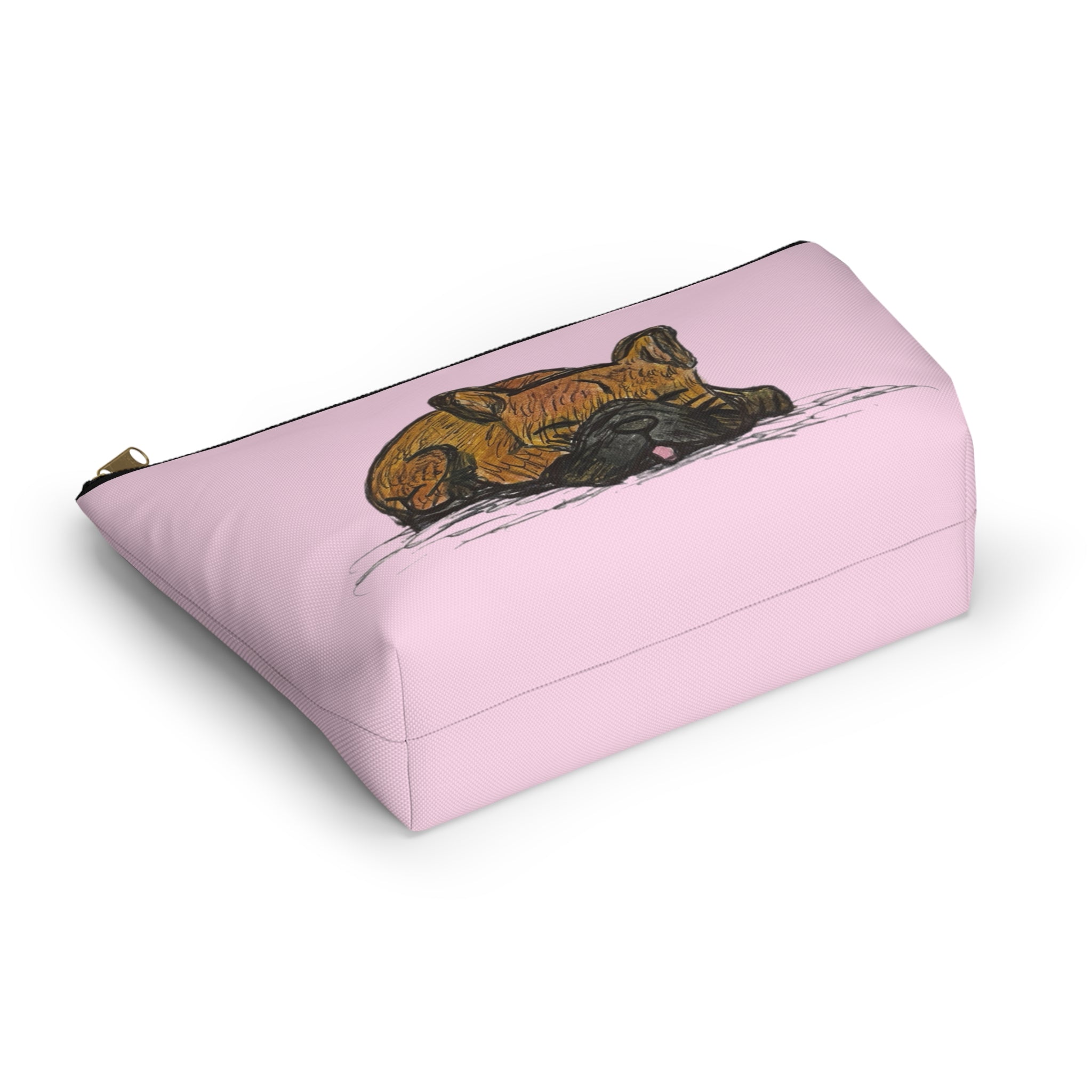Cute Chocolate Brown French Bulldog Accessories Makeup Pouch Zipper Bag Day or Travel Small & Large