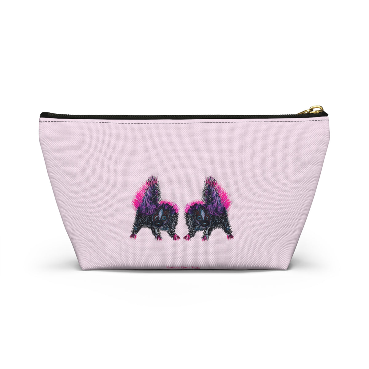 Pink & Black Skunks Accessories Makeup Day or Travel Pouch Zipper Bag Small & Large