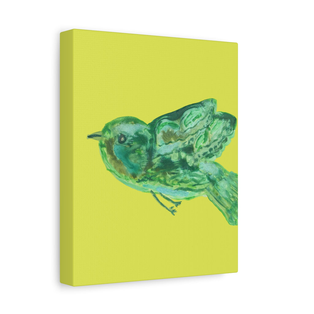 Green Bird Lime Matte Wall Art Canvas