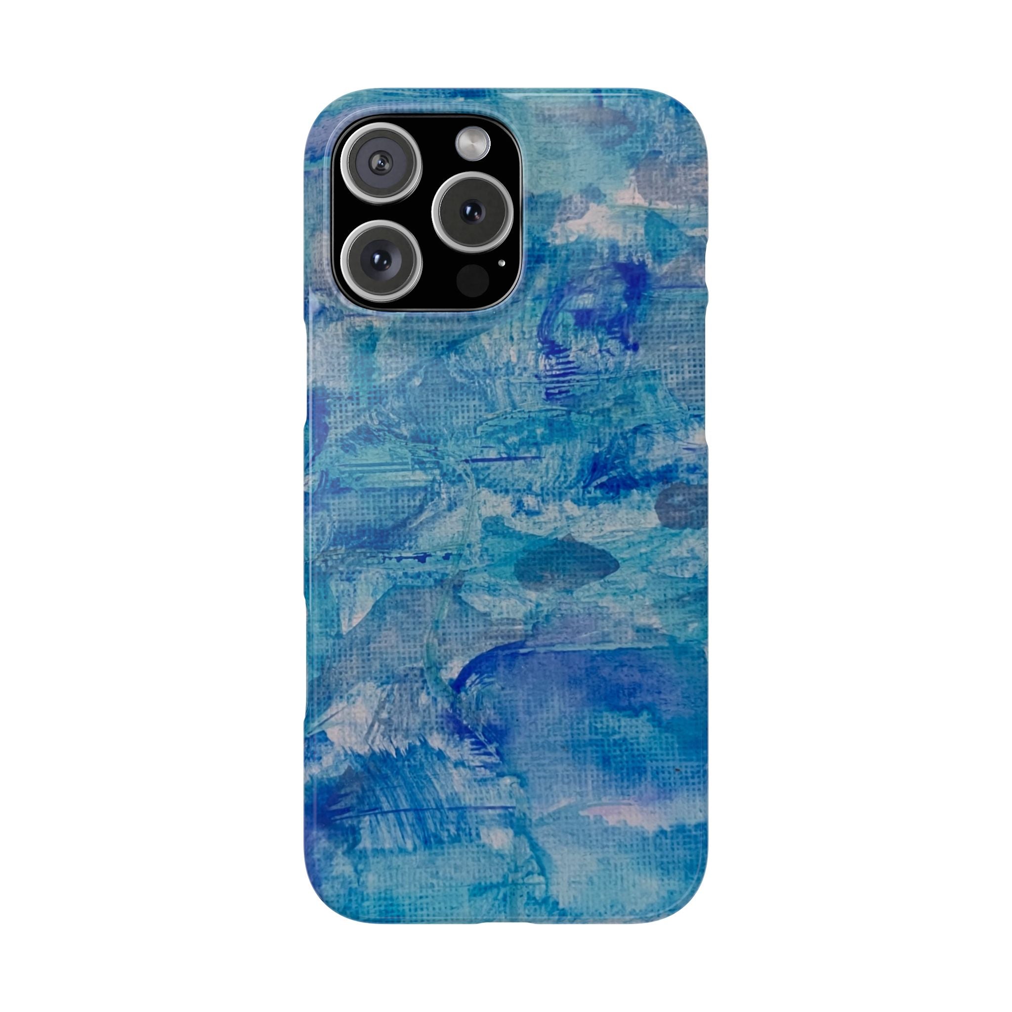 Blue Watercolor Slim Phone Case — Abstract Ocean Art Protective Cover
