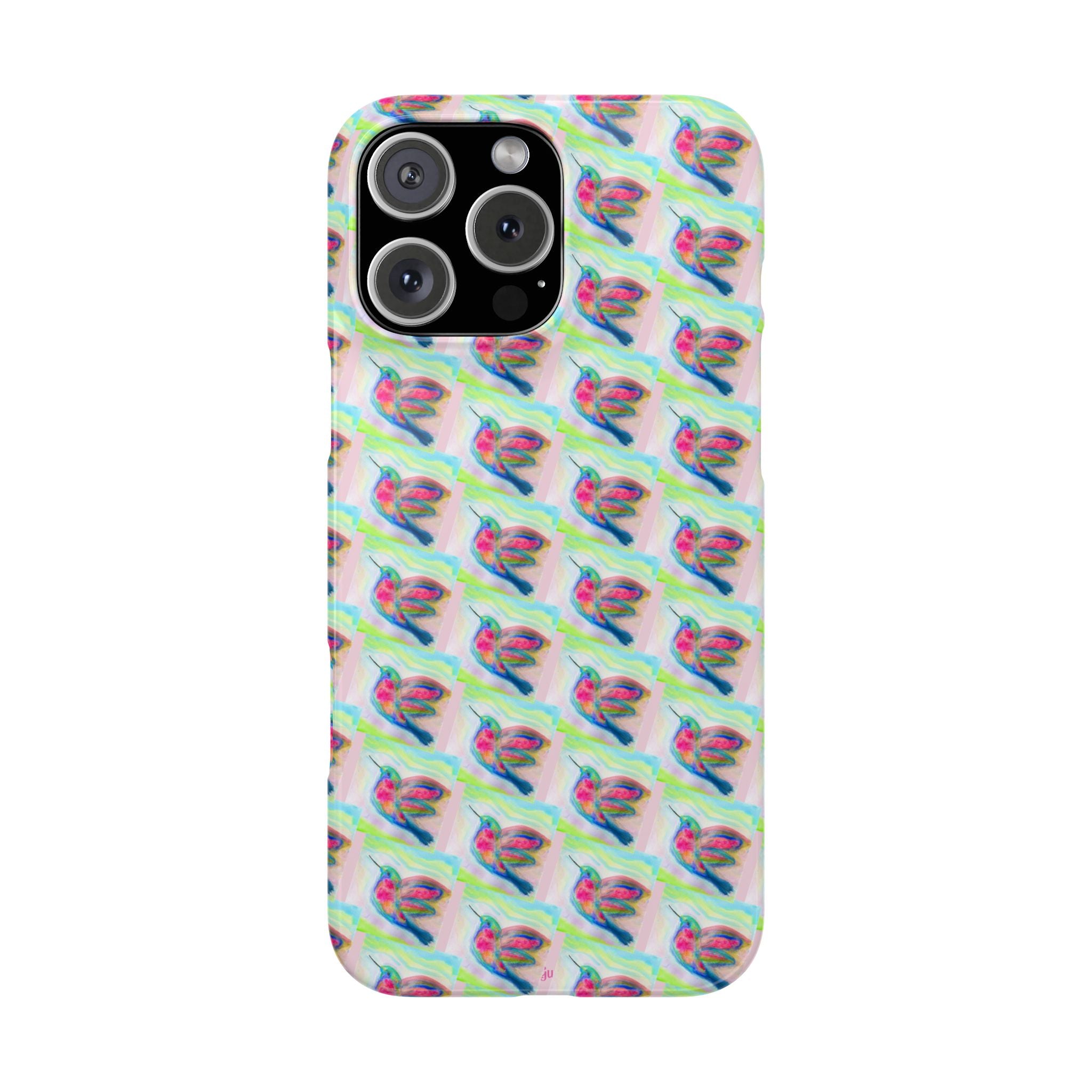 Hummingbirds Slim Phone Case — Pastel Watercolor Hummingbird Pattern Cover