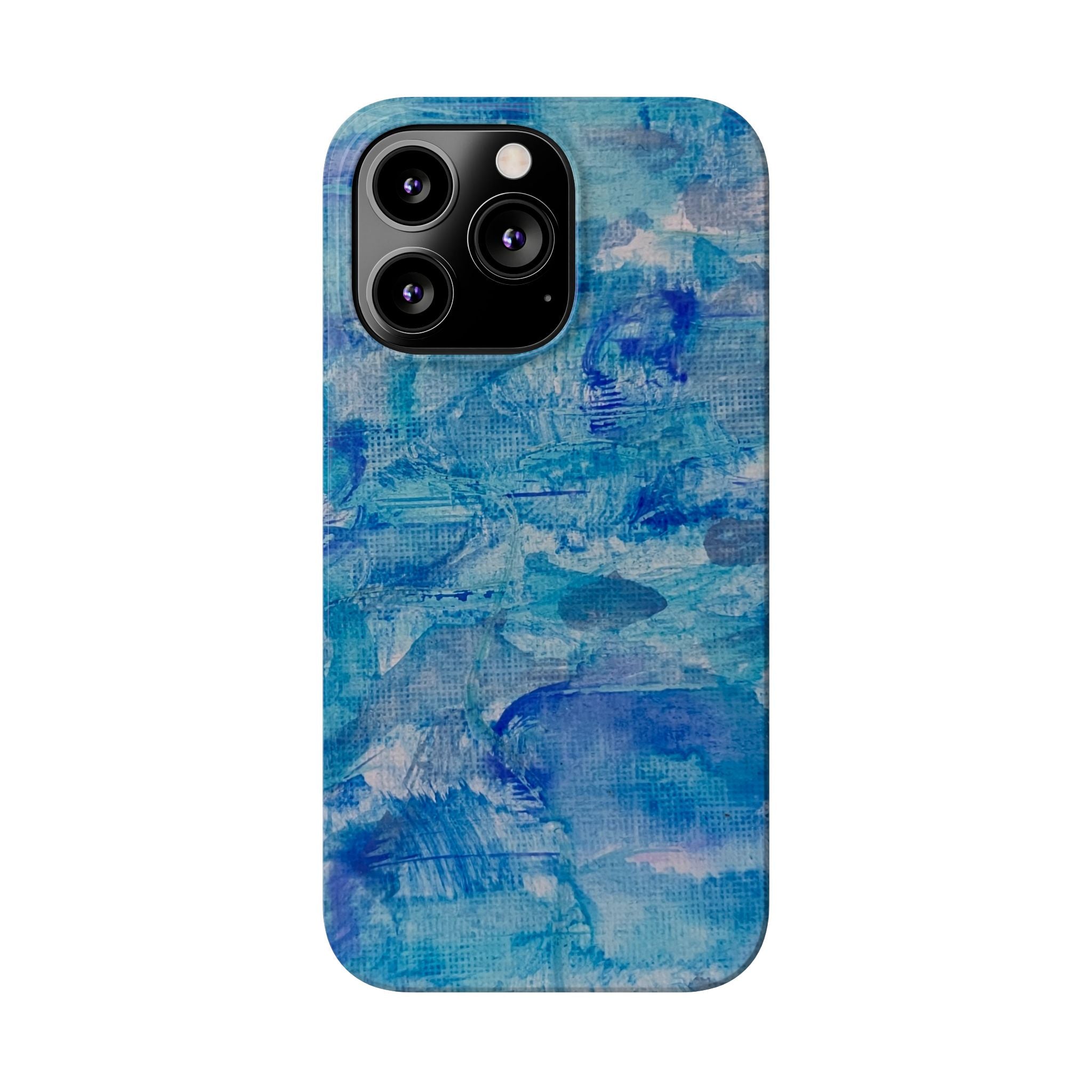 Blue Watercolor Slim Phone Case — Abstract Ocean Art Protective Cover