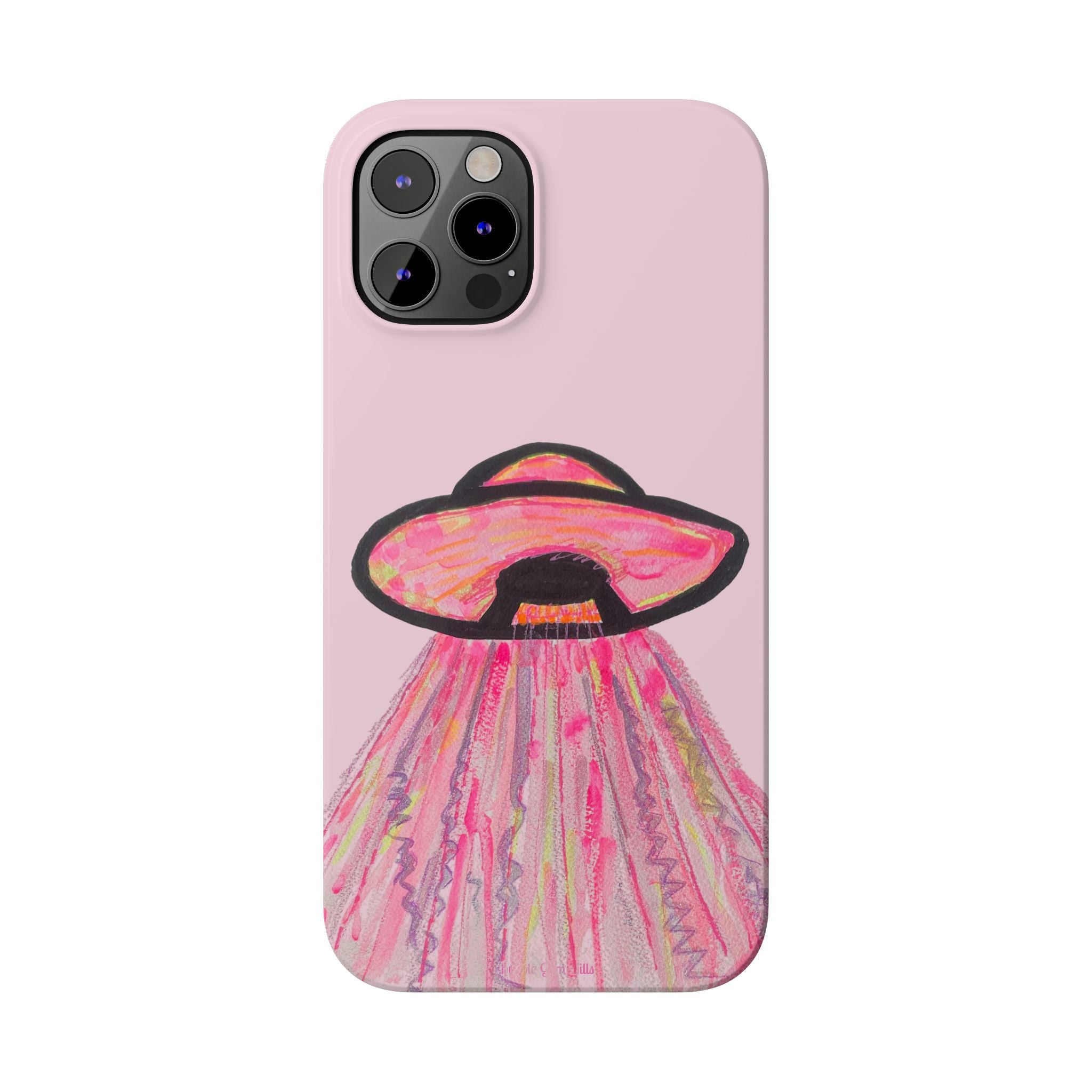 Pink UFO Phone Case — Cute Pastel Alien Abduction Slim Case