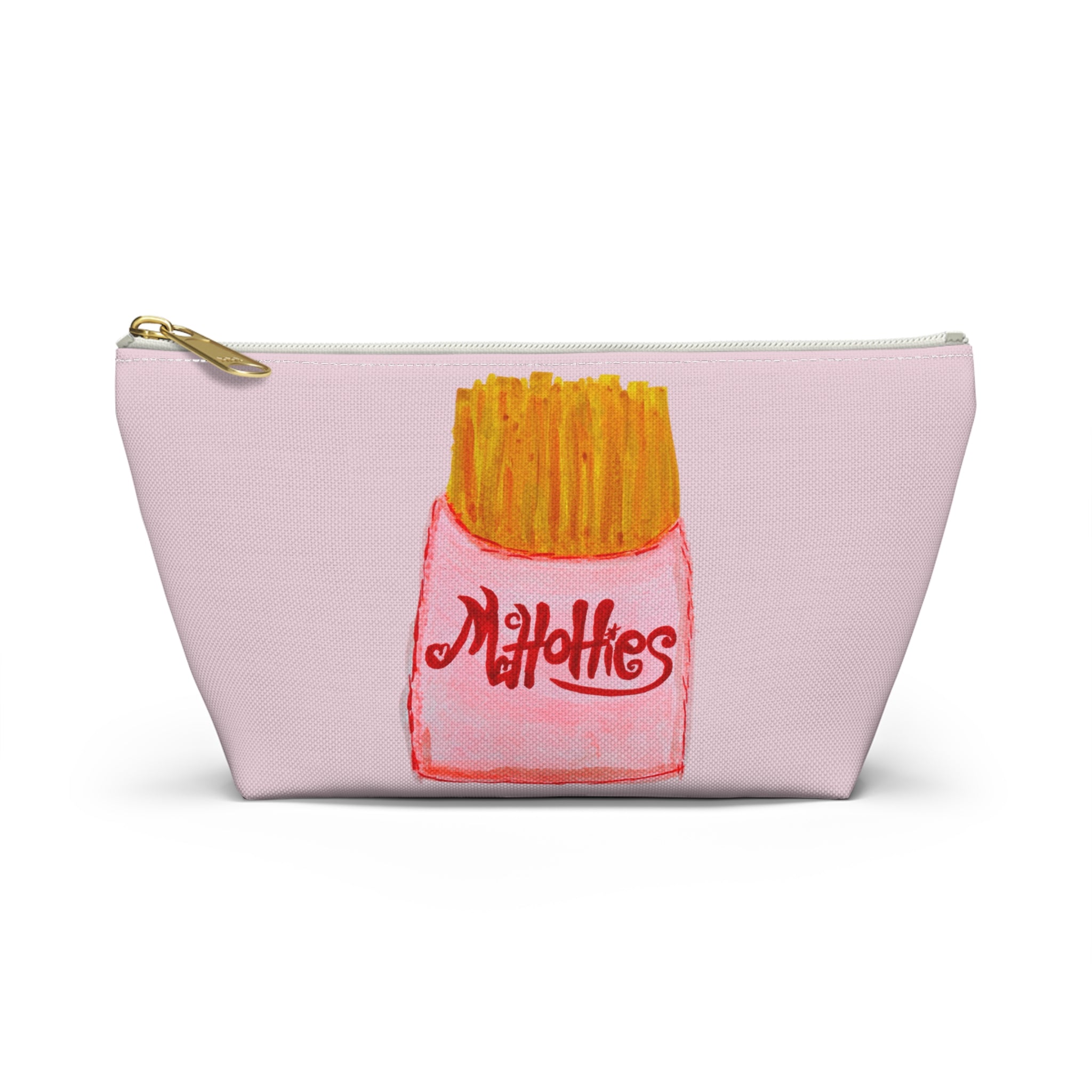 Cute Pink Fun French Fry Makeup Accessories Pouch Zipper Bag Day or Travel Small & Large