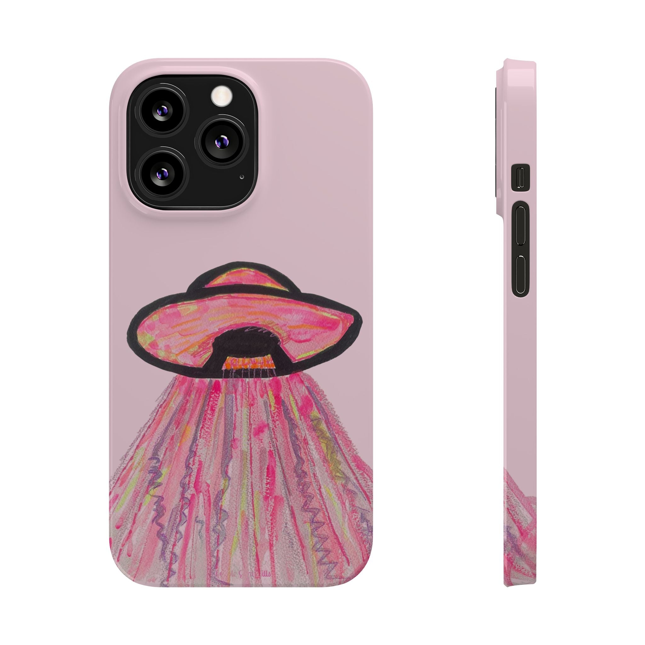 Pink UFO Phone Case — Cute Pastel Alien Abduction Slim Case