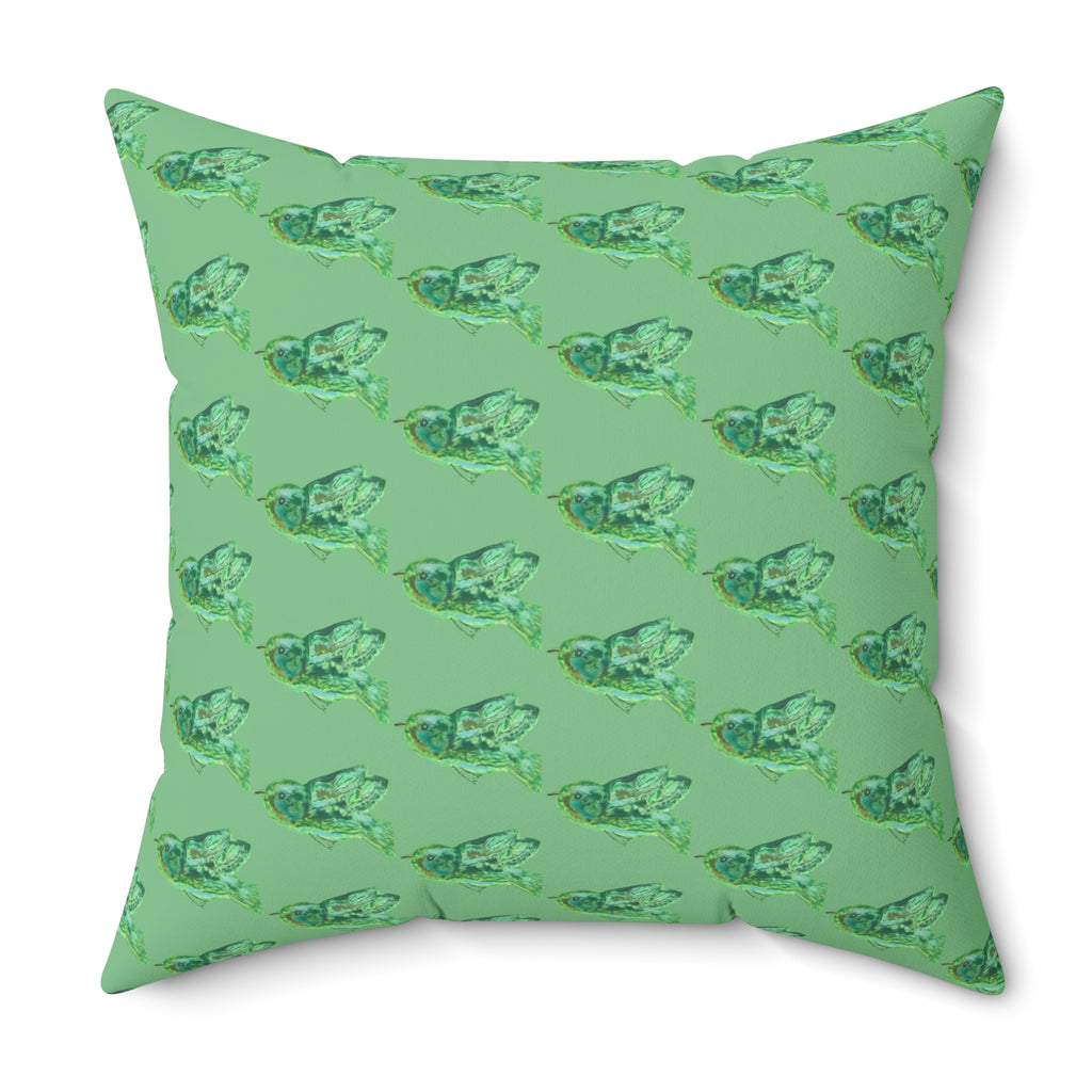 Green Birds Flock Vibrant Lime Decorative Throw Pillow