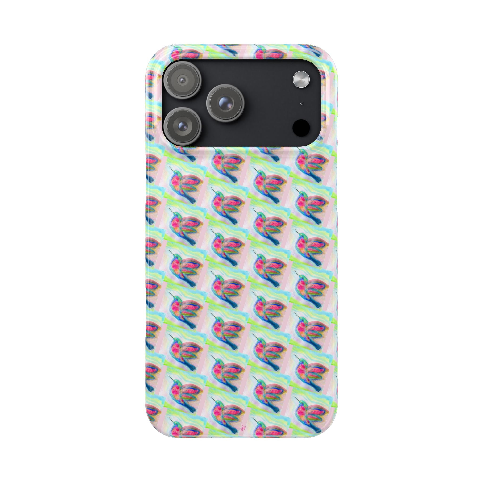Hummingbirds Slim Phone Case — Pastel Watercolor Hummingbird Pattern Cover