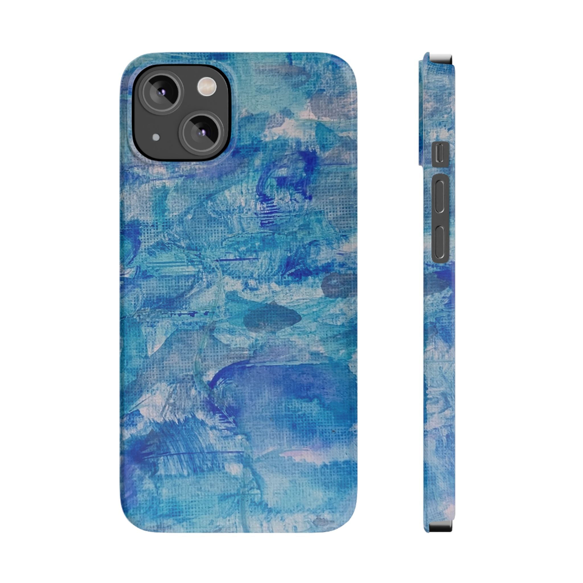 Blue Watercolor Slim Phone Case — Abstract Ocean Art Protective Cover