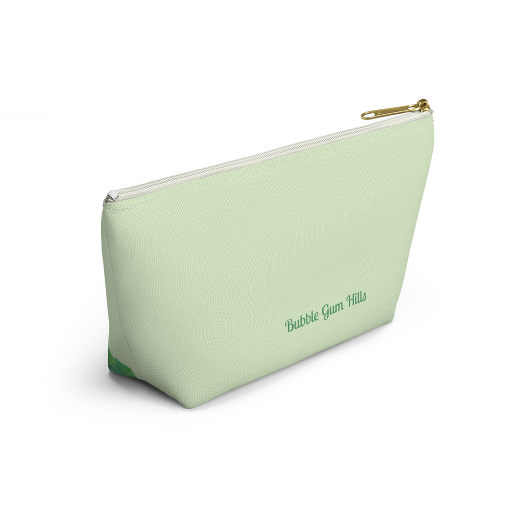 Shades of Green Bird Watercolor Zipper Accessory Makeup Day or Travel Cosmetic Pouch Bag