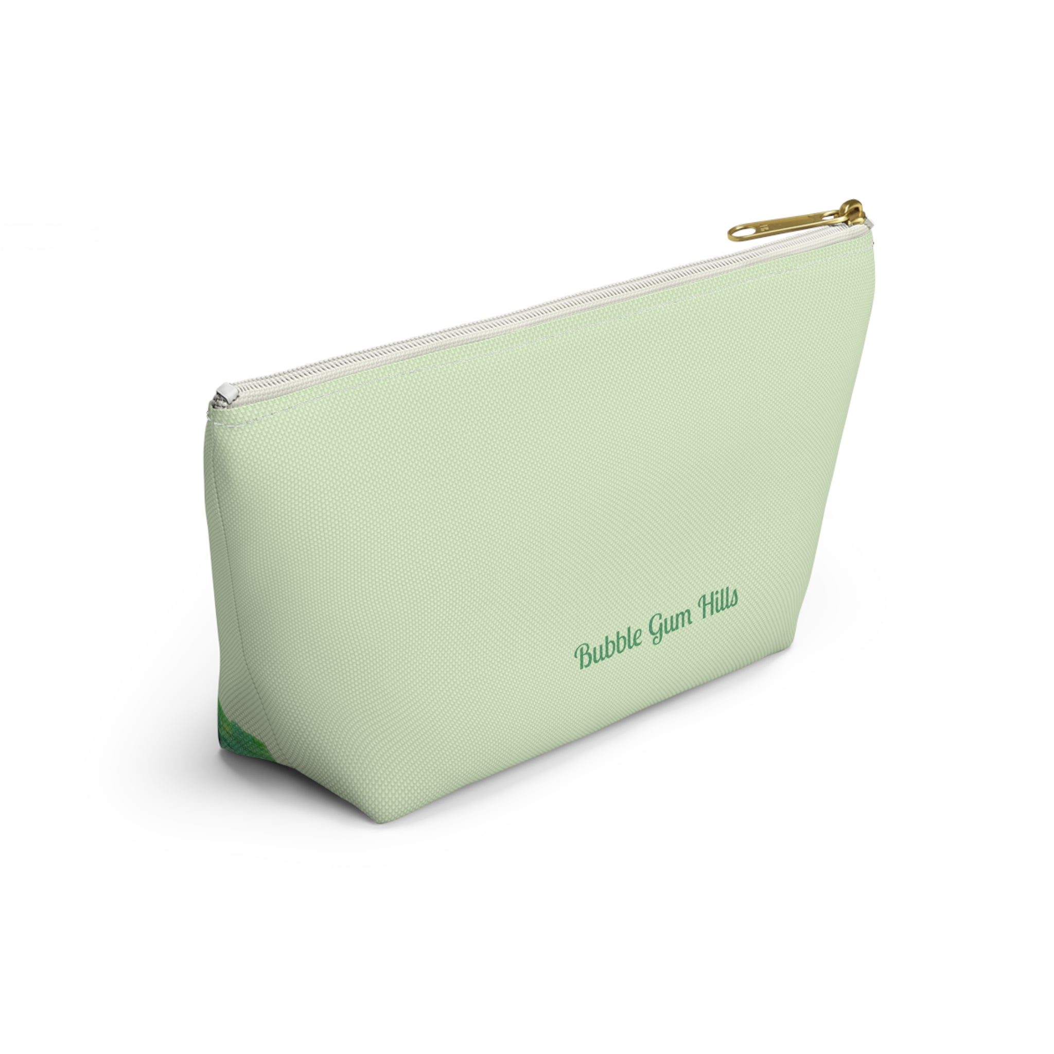 Shades of Green Bird Watercolor Zipper Accessory Makeup Day or Travel Cosmetic Pouch Bag