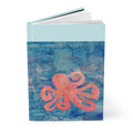 Octopus Softcover Journal — Pink Octopus on Blue Ocean Art Notebook - Lined 150 Pages
