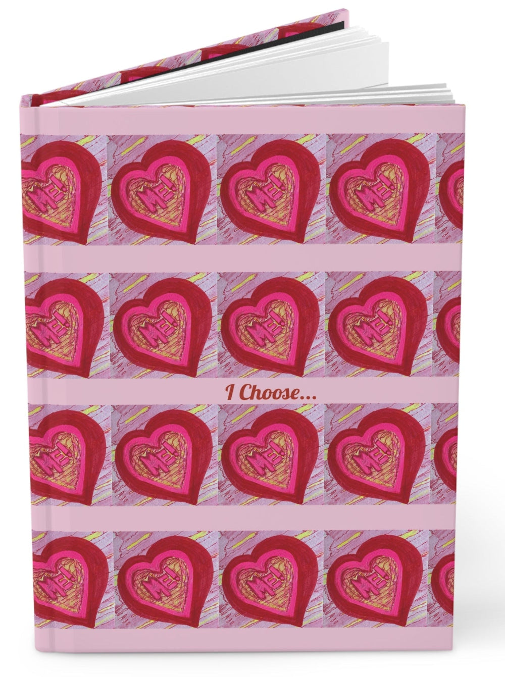 Journal Lined Notebook with heart Matte Hardcover  Red Pink Girl Gift Best friends Unique Gifts Hearts I choose me 